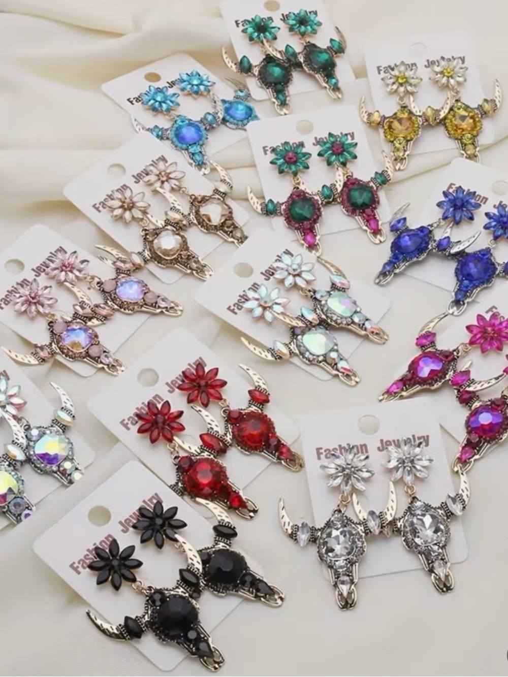 NWT Iridescent Bull Skull Drop Earrings - Multicolors Available